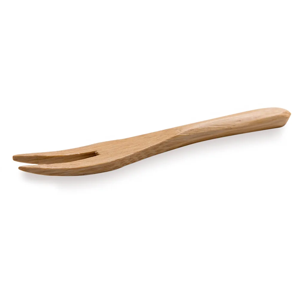 200 1 oz Round Natural Shaved Pinewood Mini Cups and 200 Natural Bamboo 3.5" Mini Forks