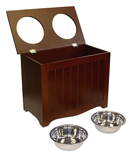 APetProject Chocolate Brown MDF Large Pet Food Server and Storage Box - 20"