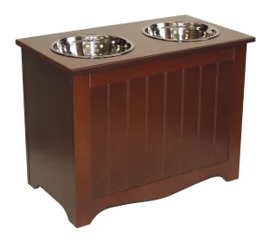 APetProject Chocolate Brown MDF Large Pet Food Server and Storage Box - 20"