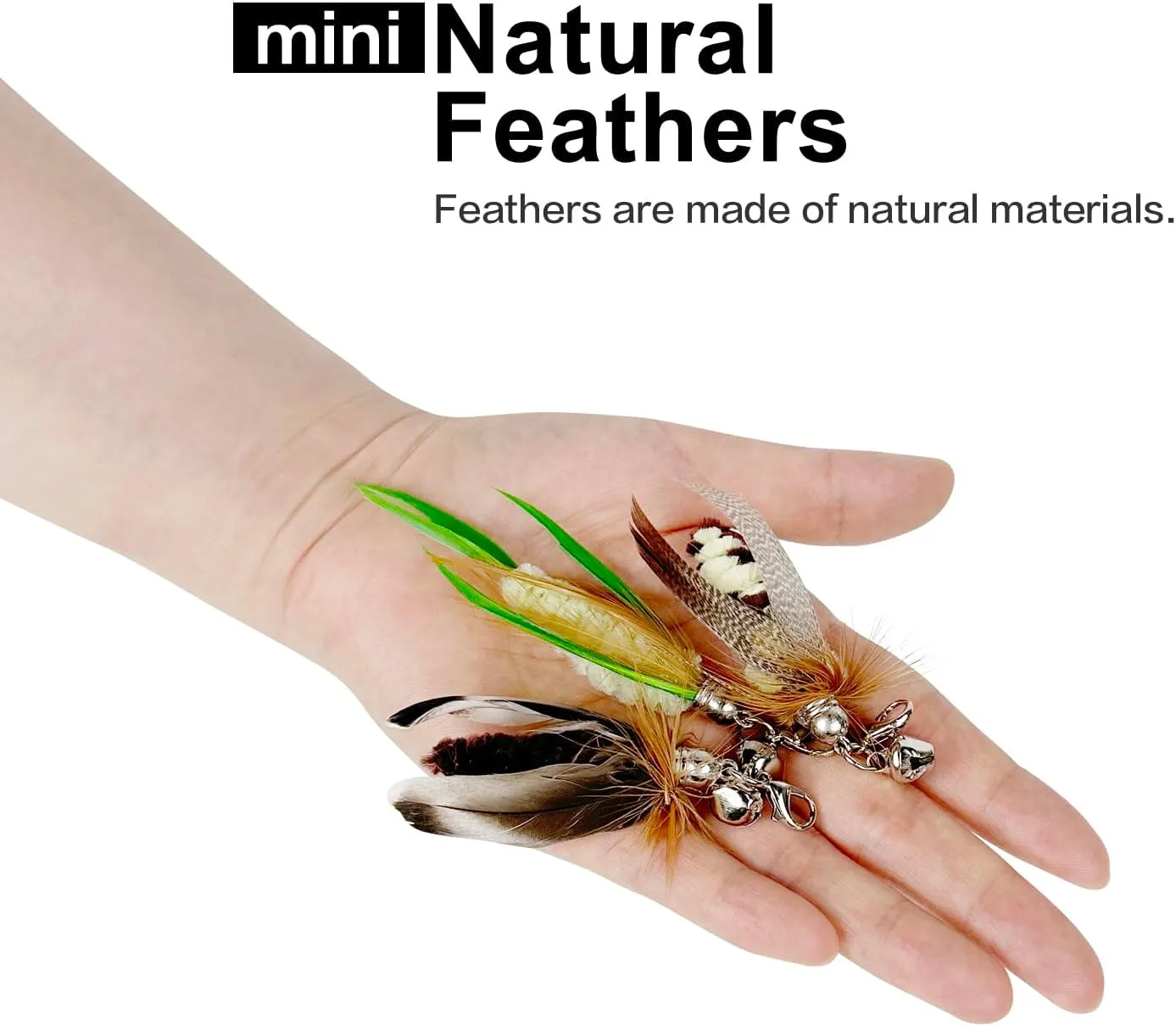 Cat Feather Wand Toys,Retractable Wand Toy with 3 Mini Insect Refills, Transparent Carbon Wire,Interactive Cat Toy Kitten Toy for Indoor Cats to Play Chase Exercis