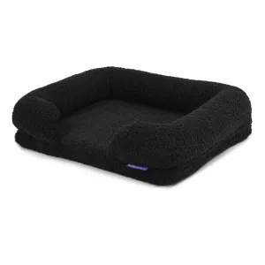 Charlie's Teddy Fleece Orthopedic Memory Foam Sofa Dog Bed with Bolster Charcoal Medium