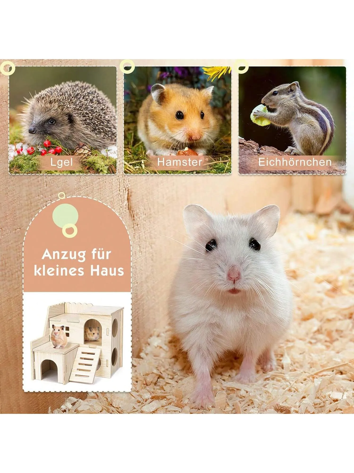 Diy Hamster Wooden Toys, Wooden Hamster House, Hideaway, Chew Toys Accessories, Suitable For Hamsters, Guinea Pigs, And Sand Rats
