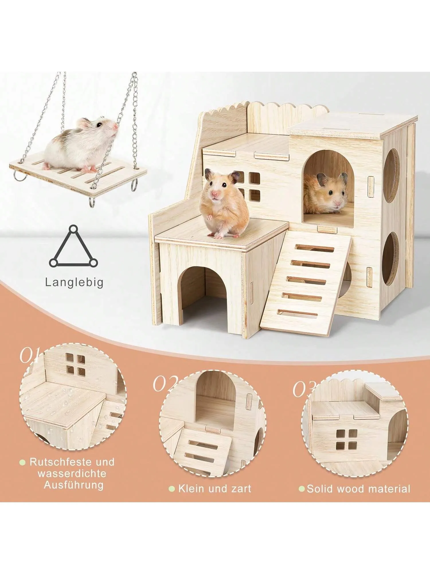 Diy Hamster Wooden Toys, Wooden Hamster House, Hideaway, Chew Toys Accessories, Suitable For Hamsters, Guinea Pigs, And Sand Rats
