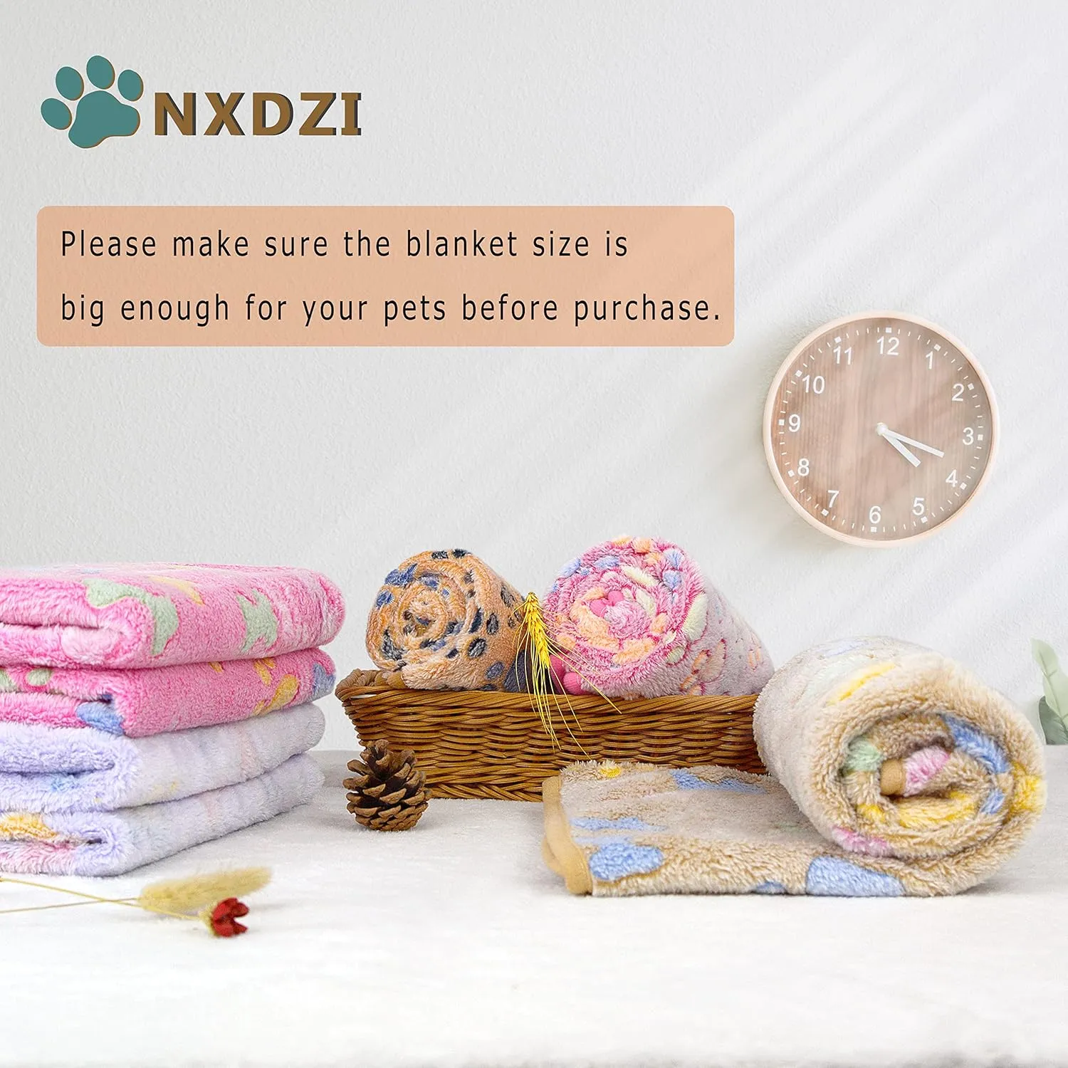 Dog Blankets for Large Dogs, 3 Pack Dog Blanket Washable 41" x 31", Fuzzy Soft Pet Mat Throw Cover for Kennel Crate Bed, Cute Bone Pattern,Waterproof Cat Blanket, Blankets for Dogs, Pet Blanket