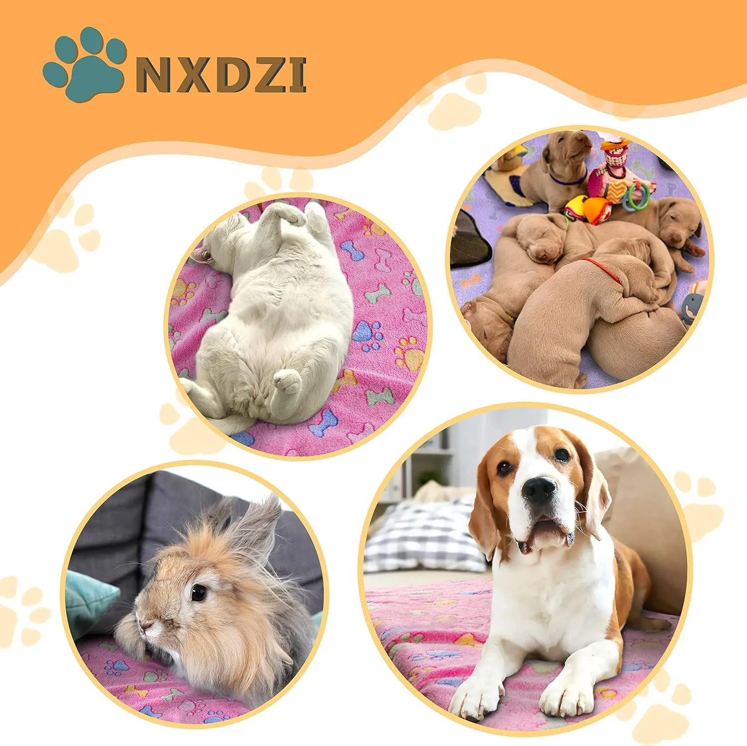 Dog Blankets for Large Dogs, 3 Pack Dog Blanket Washable 41" x 31", Fuzzy Soft Pet Mat Throw Cover for Kennel Crate Bed, Cute Bone Pattern,Waterproof Cat Blanket, Blankets for Dogs, Pet Blanket