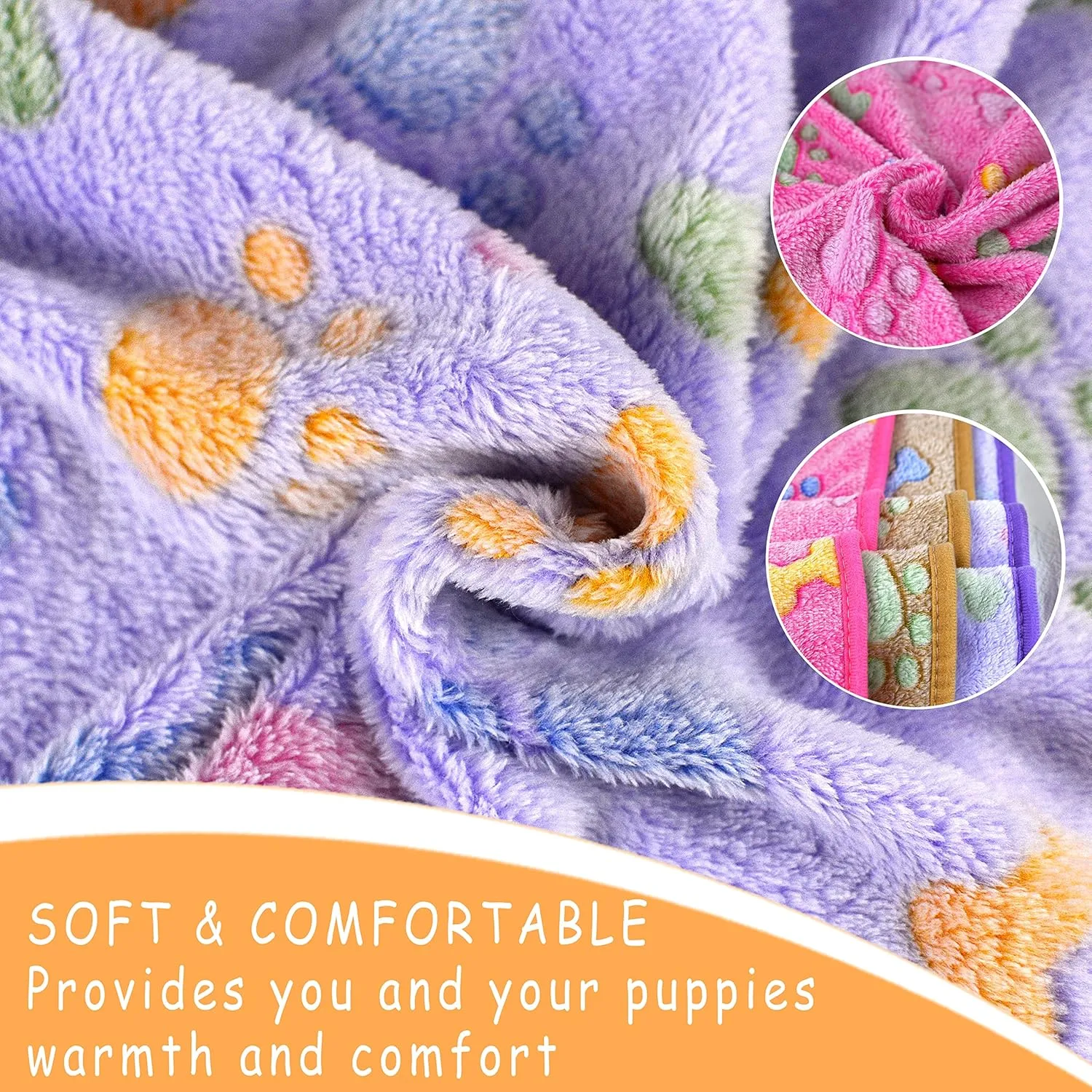 Dog Blankets for Large Dogs, 3 Pack Dog Blanket Washable 41" x 31", Fuzzy Soft Pet Mat Throw Cover for Kennel Crate Bed, Cute Bone Pattern,Waterproof Cat Blanket, Blankets for Dogs, Pet Blanket