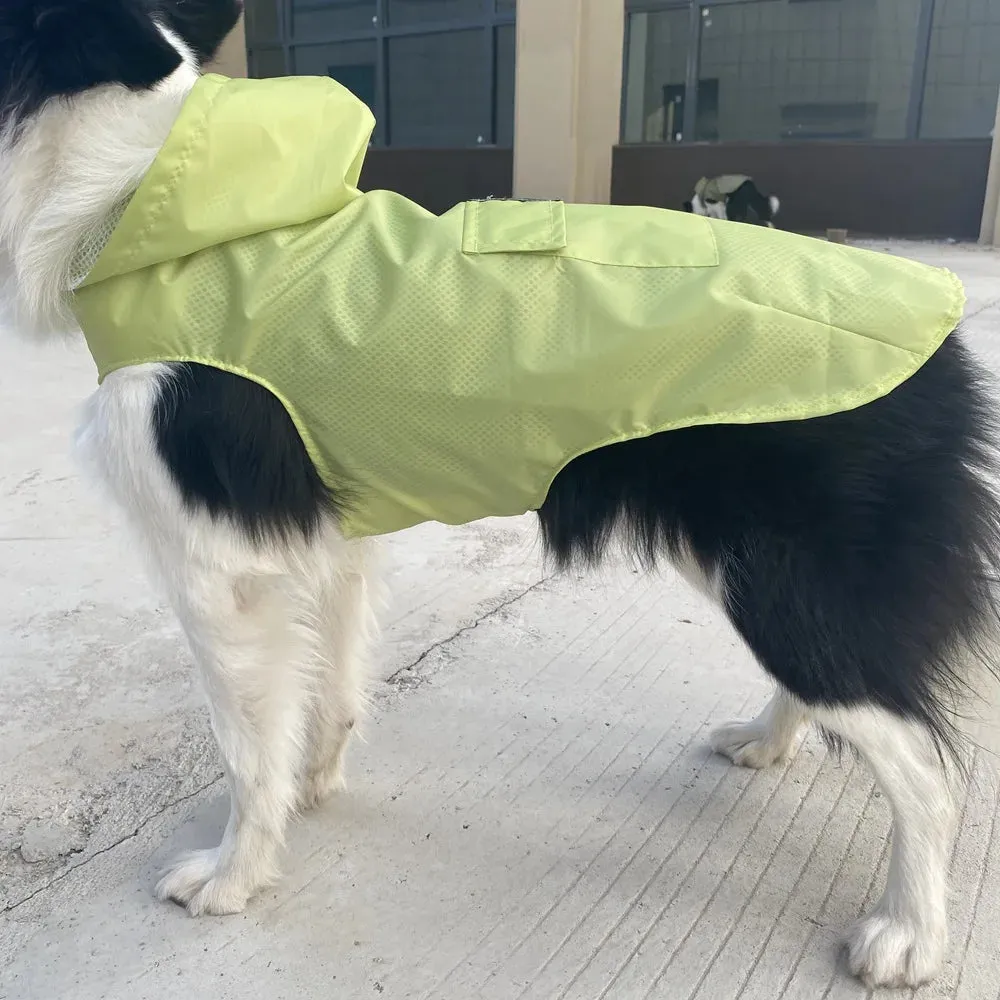 Dog Raincoat Medium Large Dogs Waterproof Hooded Jacket Rain Clothes with Reflective Stripe Outdoor Dogs Raincoat Accessories