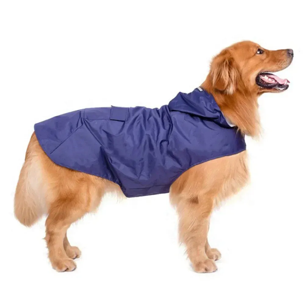 Dog Raincoat Medium Large Dogs Waterproof Hooded Jacket Rain Clothes with Reflective Stripe Outdoor Dogs Raincoat Accessories