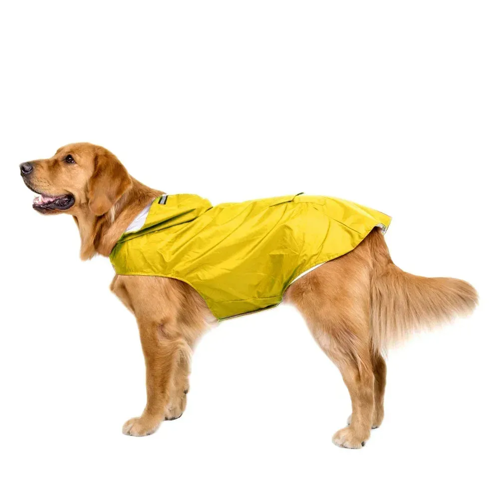Dog Raincoat Medium Large Dogs Waterproof Hooded Jacket Rain Clothes with Reflective Stripe Outdoor Dogs Raincoat Accessories