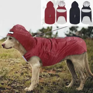 Dog Raincoat Medium Large Dogs Waterproof Hooded Jacket Rain Clothes with Reflective Stripe Outdoor Dogs Raincoat Accessories
