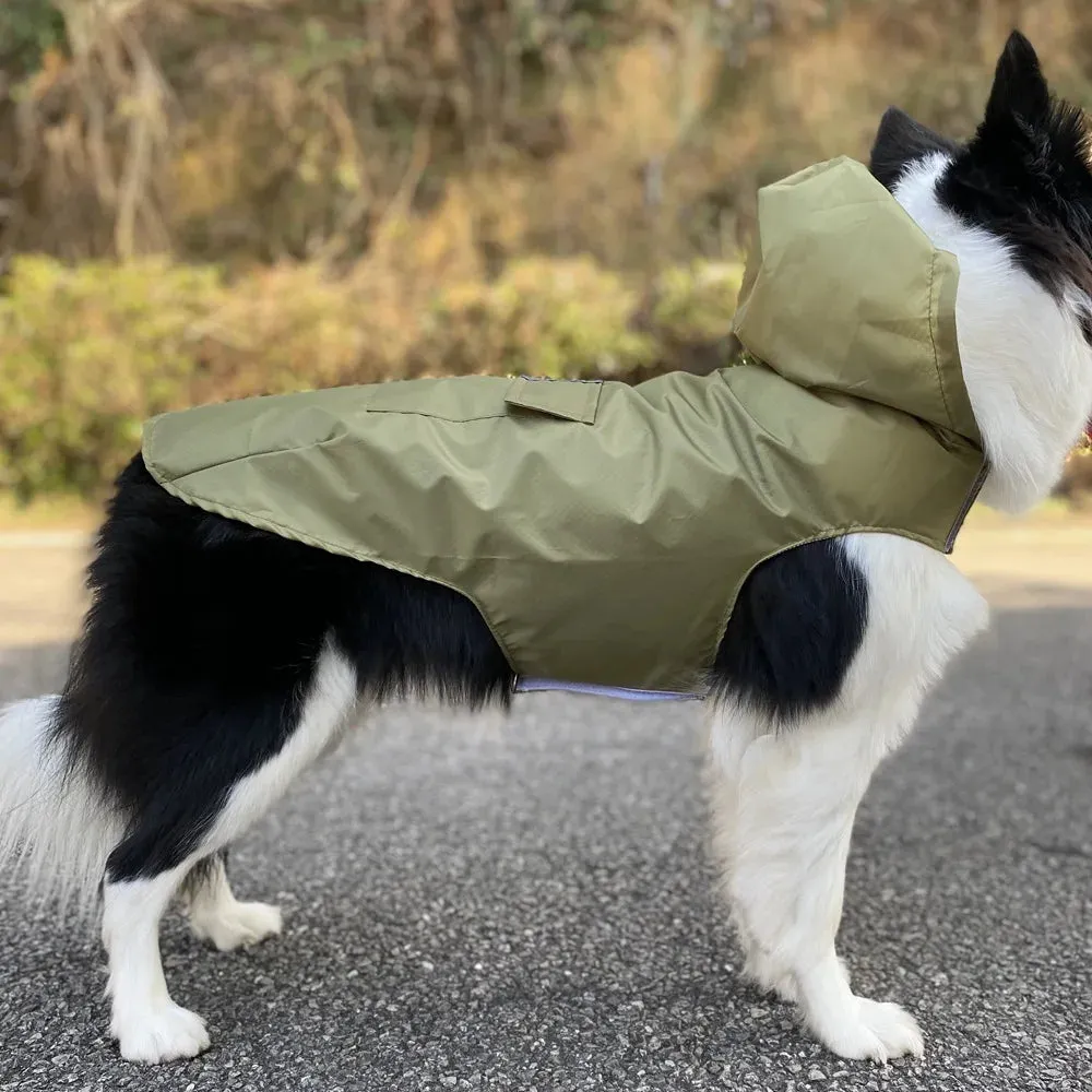 Dog Raincoat Medium Large Dogs Waterproof Hooded Jacket Rain Clothes with Reflective Stripe Outdoor Dogs Raincoat Accessories