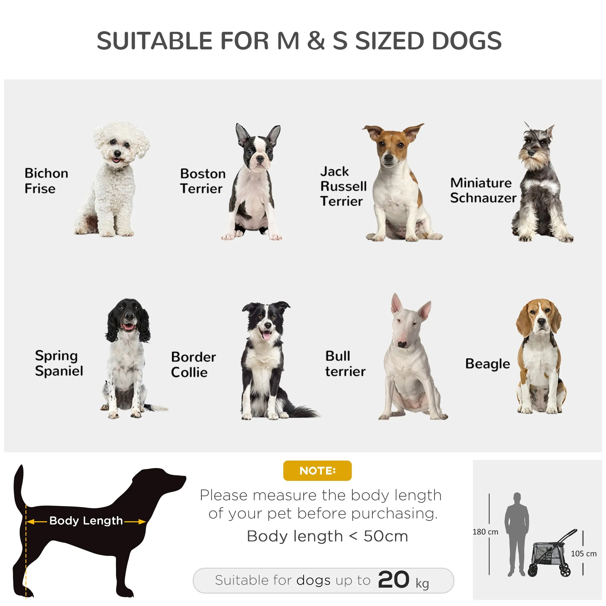 Foldable Pet Stroller One Click Dog Pushchair Cat Travel CarriageWith EVA Wheels Mesh Windows for Small Pets Grey