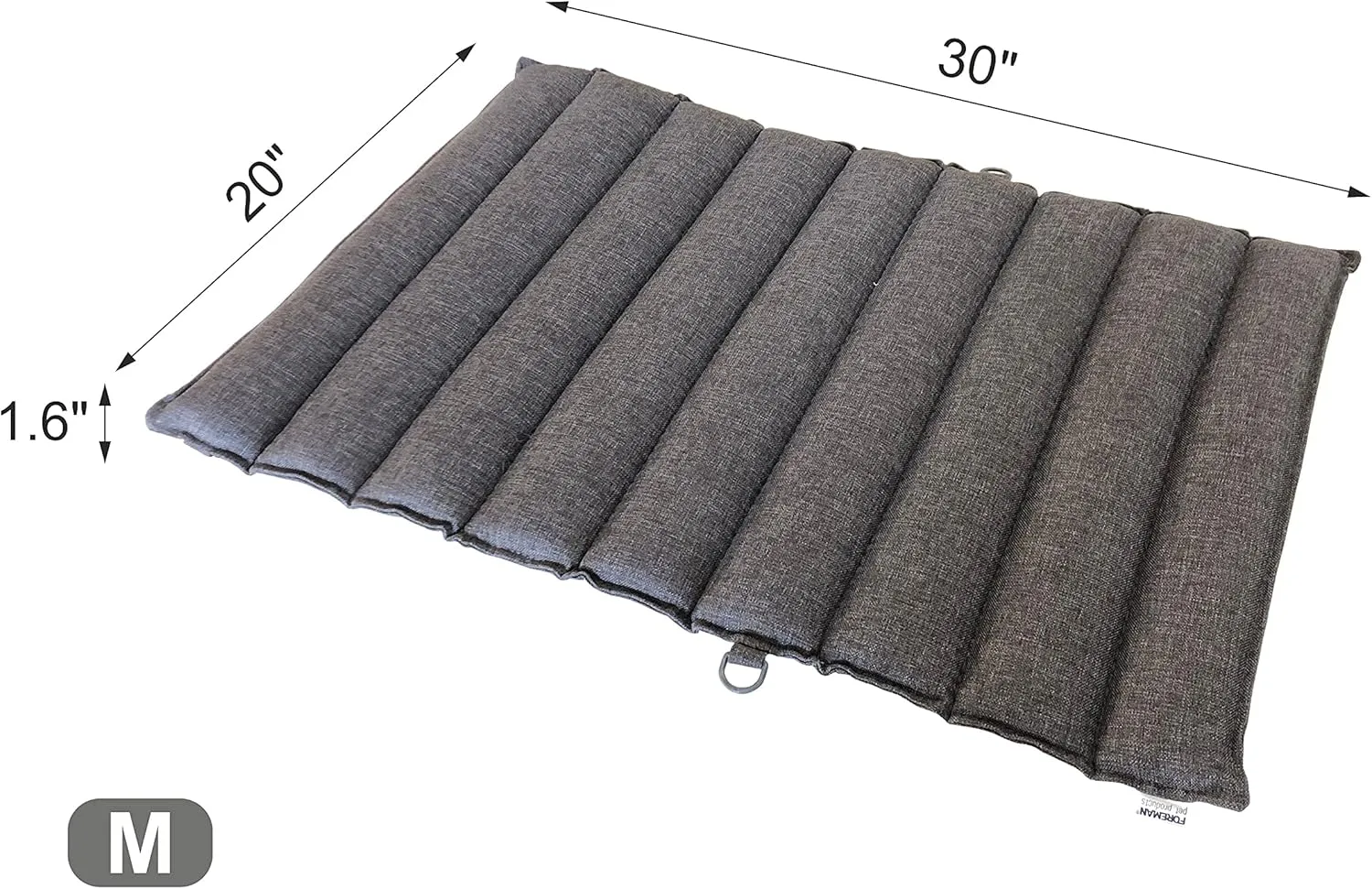 Foreman Foldable Outdoor Indoor Waterproof Heavy Duty Dog Bed Foam Mattress, Durable Water Resistant, Portable and Camping Travel Pet Mat, Medium 30"-20", Gray.