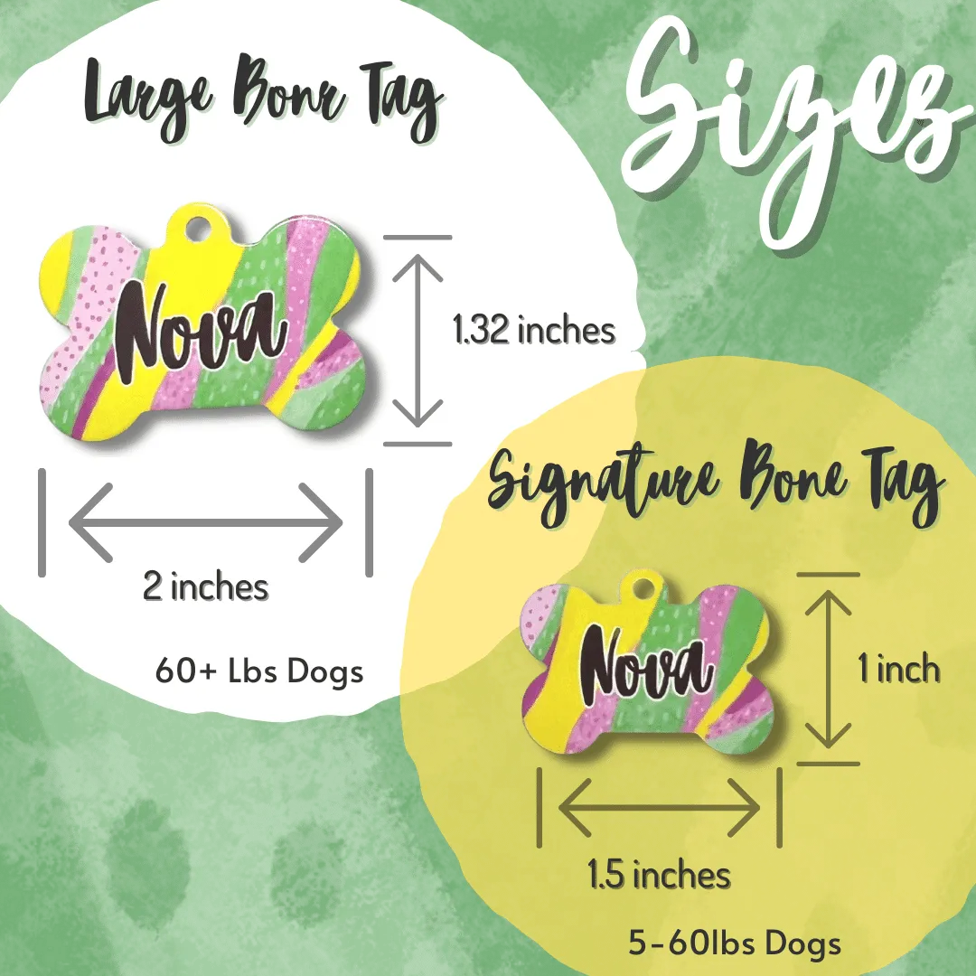 Green Polka Dots Bone Dog Tag