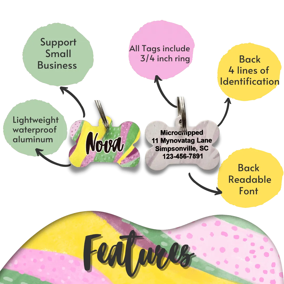 Green Polka Dots Bone Dog Tag
