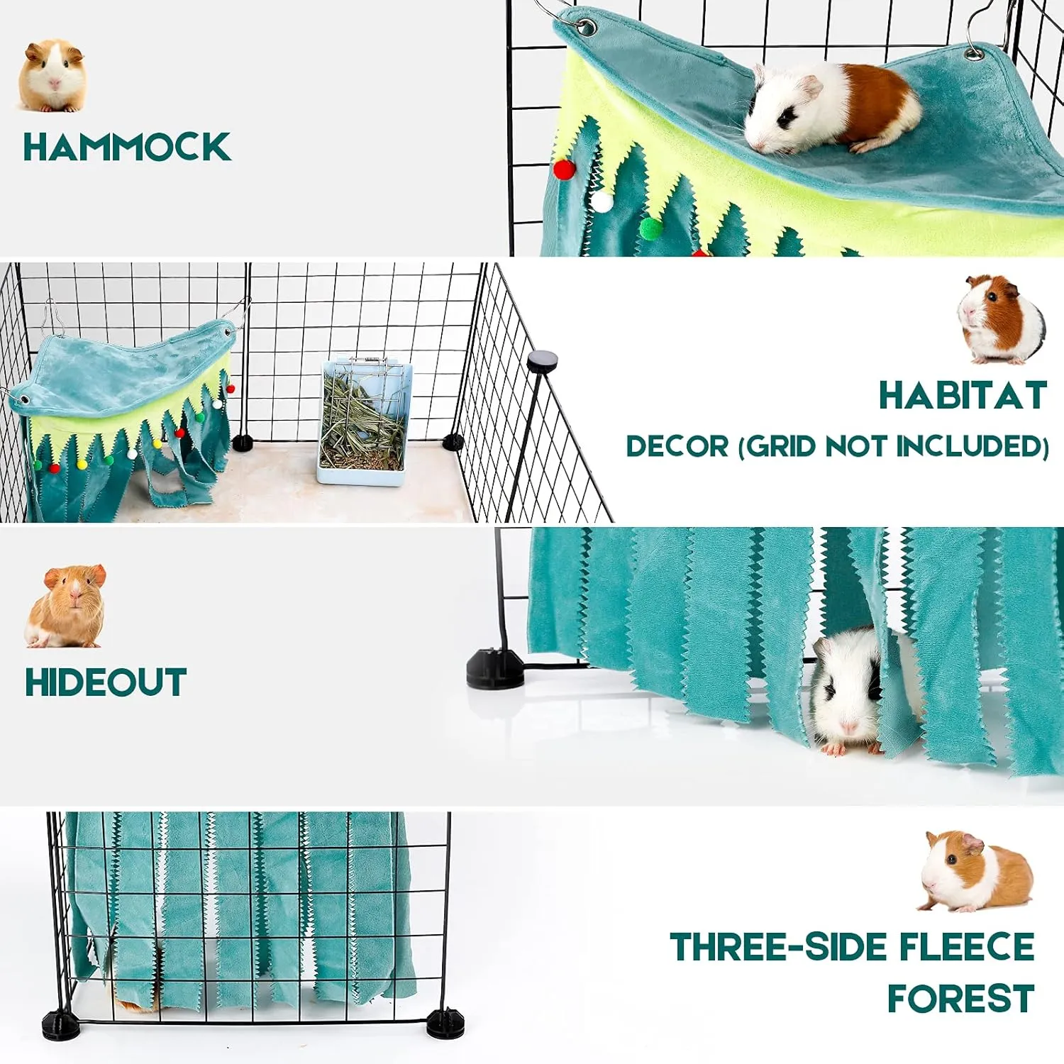 Guinea Pig Hideout - Multi-Pet Cage Accessory, No Metal Fences - Green