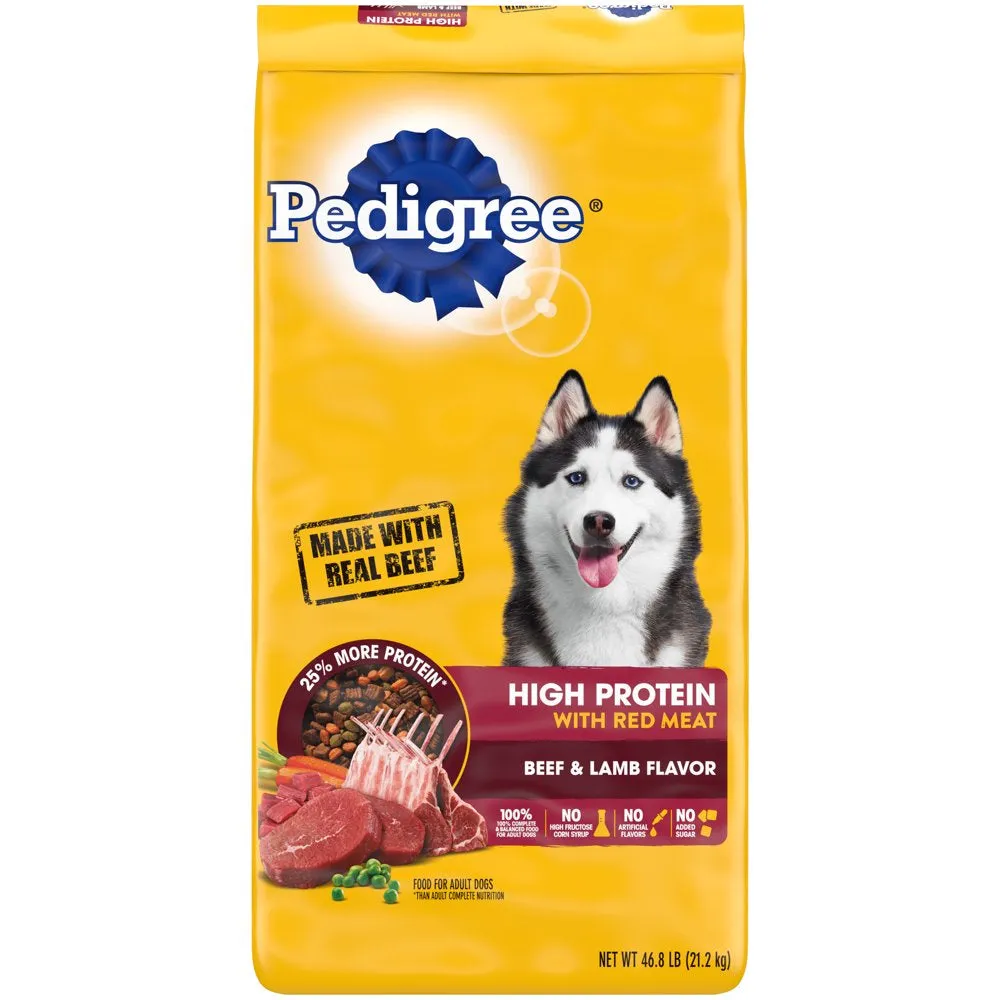 High Protein Beef and Lamb Flavor Dry Dog Food, 18 Lb Bag