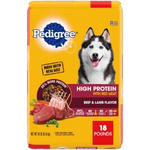 High Protein Beef and Lamb Flavor Dry Dog Food, 18 Lb Bag