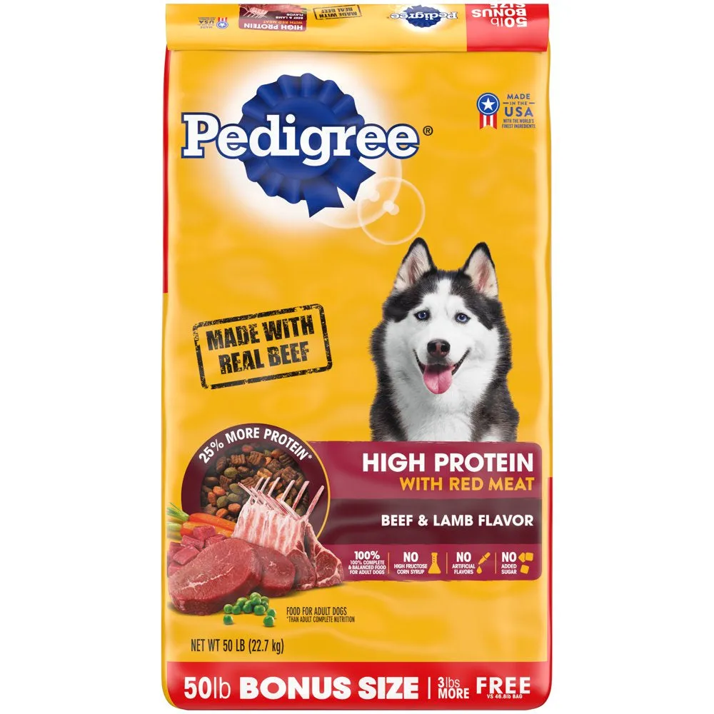 High Protein Beef and Lamb Flavor Dry Dog Food, 18 Lb Bag