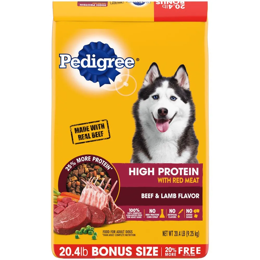 High Protein Beef and Lamb Flavor Dry Dog Food, 18 Lb Bag