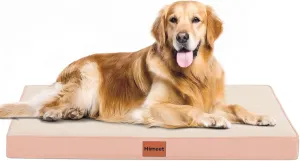 HIMEET- Outdoor Dog Bed Waterproof Washable with Pink Removable Cover and Plastic Liner 36 Inch for Large Dogs Soft Orthopedic Large Puppy Crate Liner for Kennel Big Pet Beds for Dog Cages