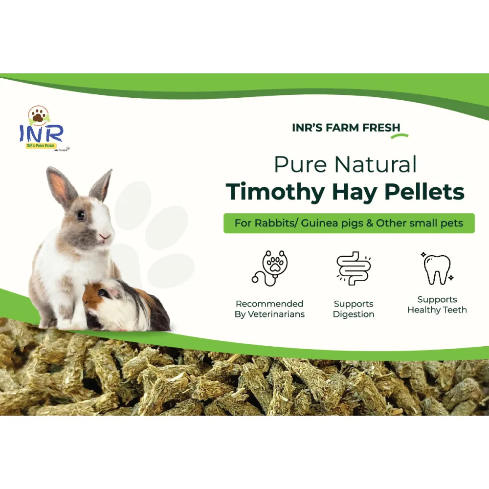 INR'S Farm Fresh Pure and Natural Timothy Hay Pellets Food for Small Animals