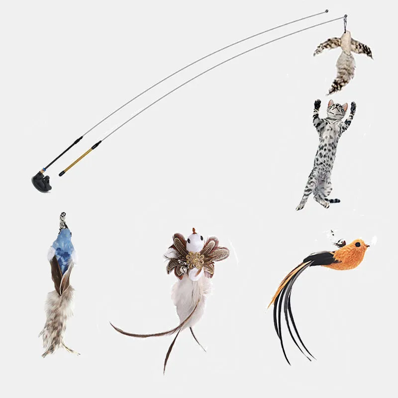 Interactive Feather Pole Toy for Cats