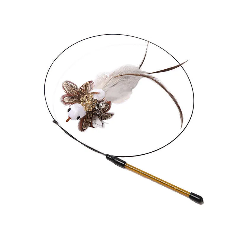 Interactive Feather Pole Toy for Cats