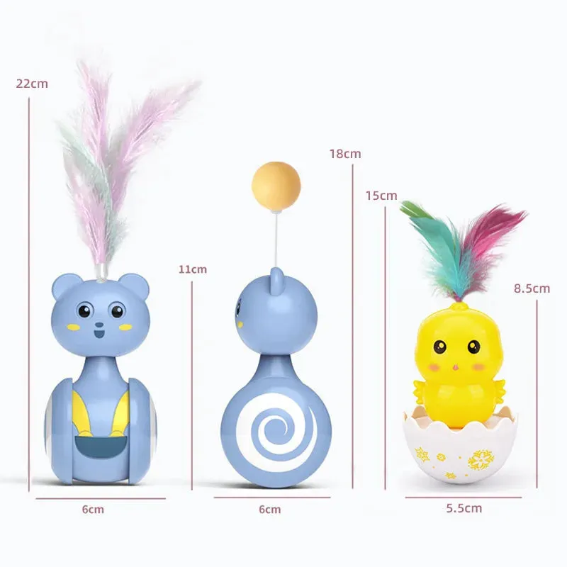 Interactive Feather Rolling Cat Toy