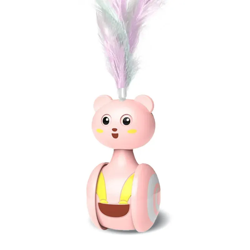 Interactive Feather Rolling Cat Toy