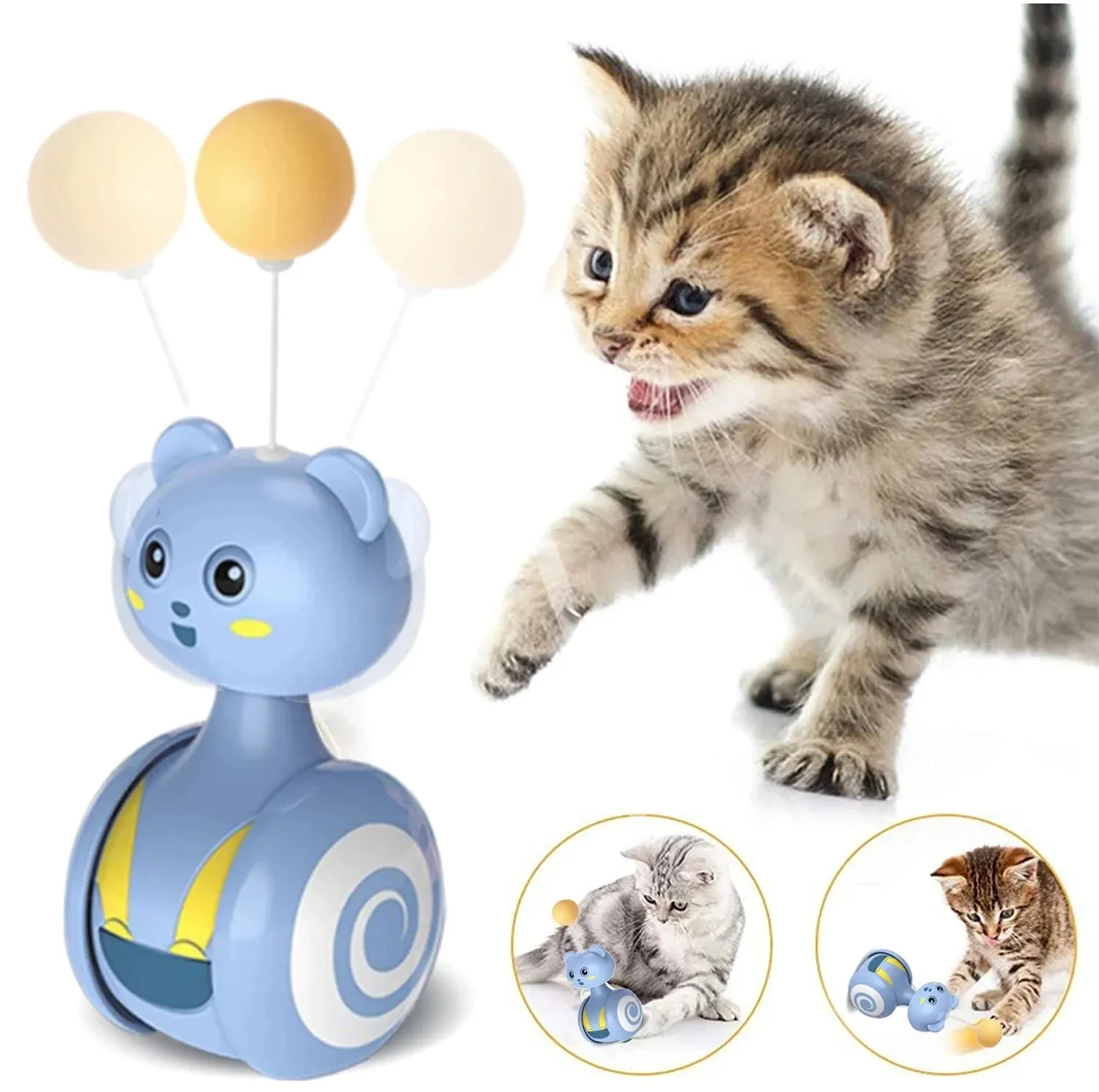Interactive Feather Rolling Cat Toy