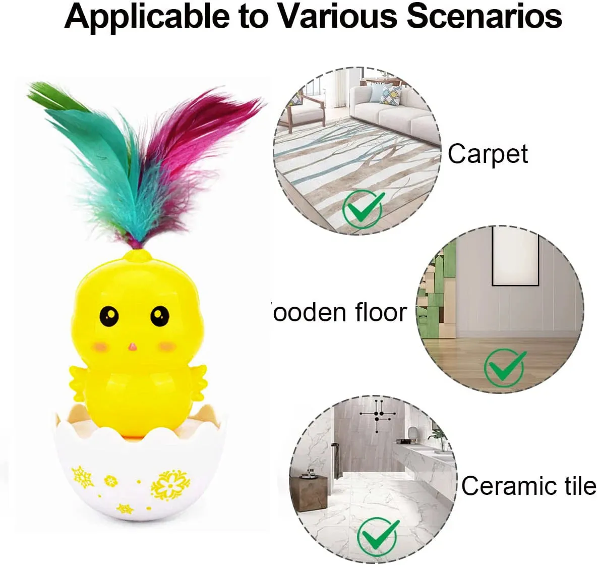 Interactive Feather Rolling Cat Toy