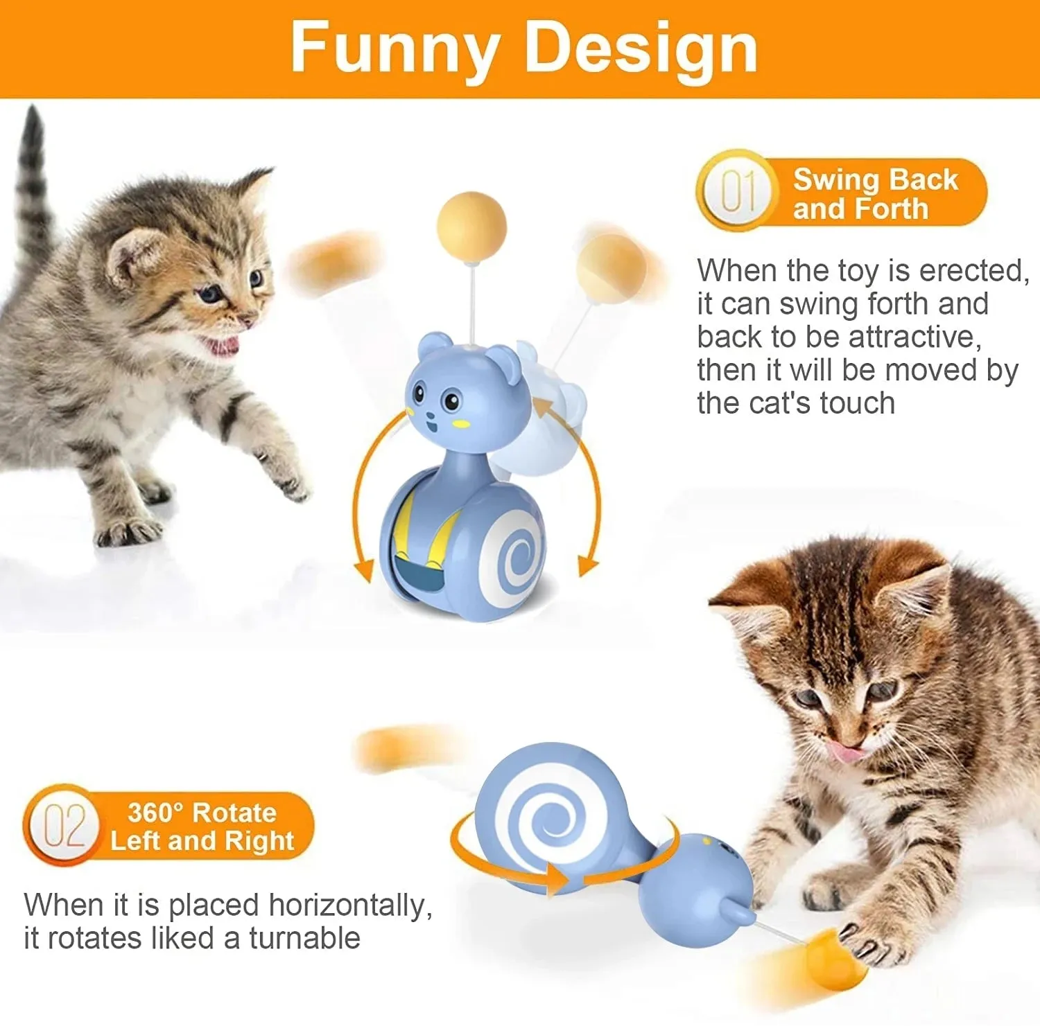 Interactive Feather Rolling Cat Toy