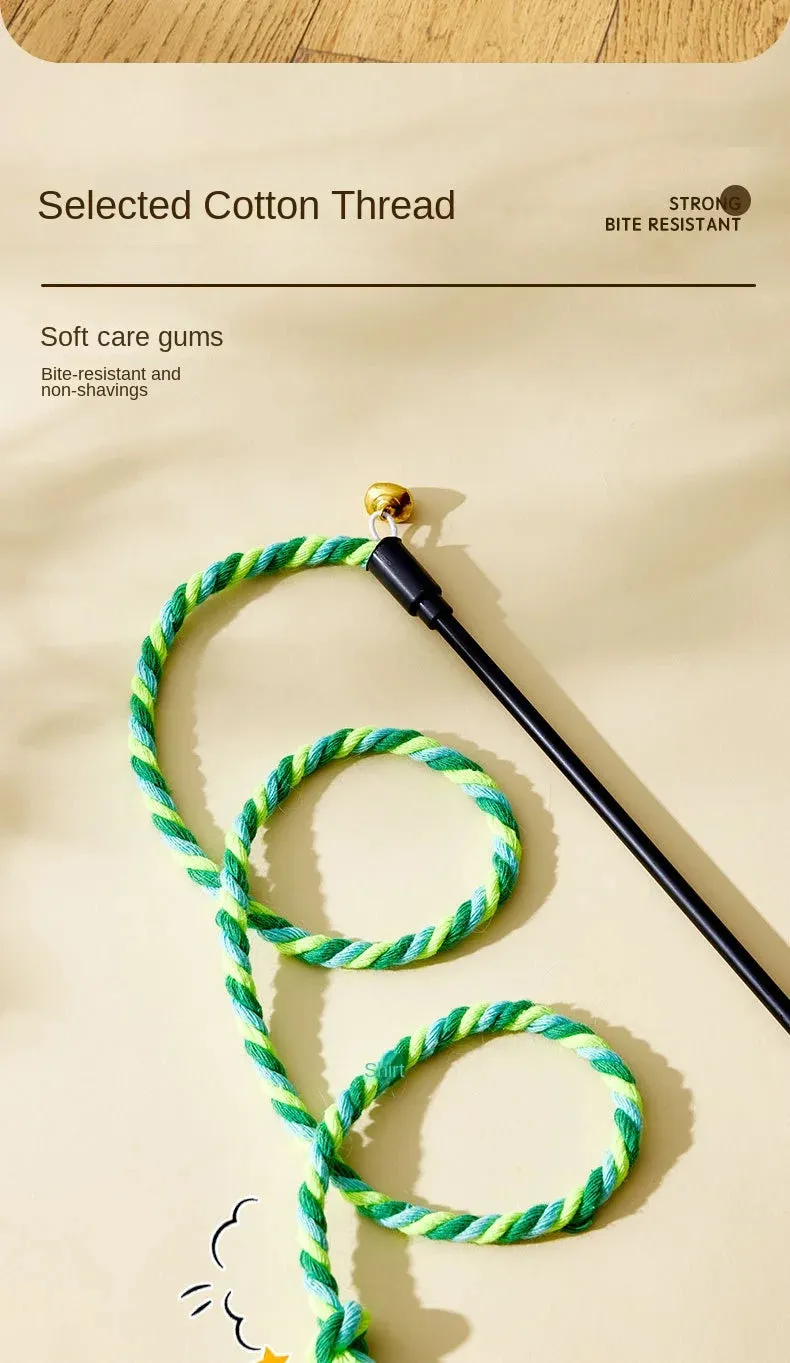 Interactive Feather Teaser Cat Wand with Satin Ribbon and Bell