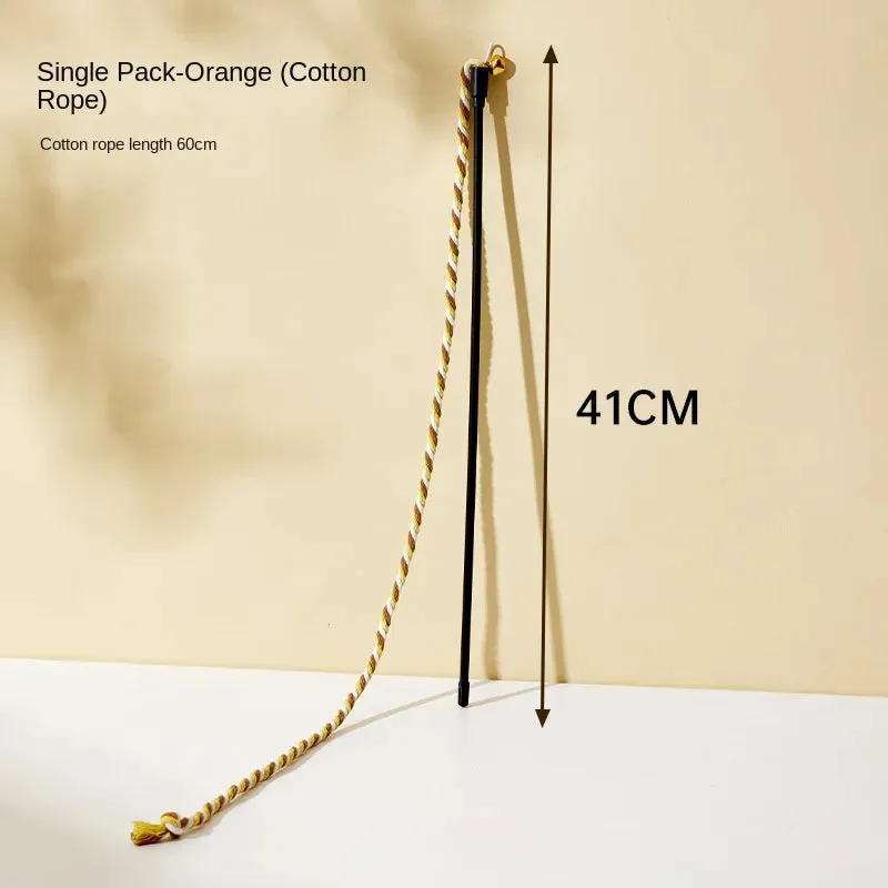 Interactive Feather Teaser Cat Wand with Satin Ribbon and Bell