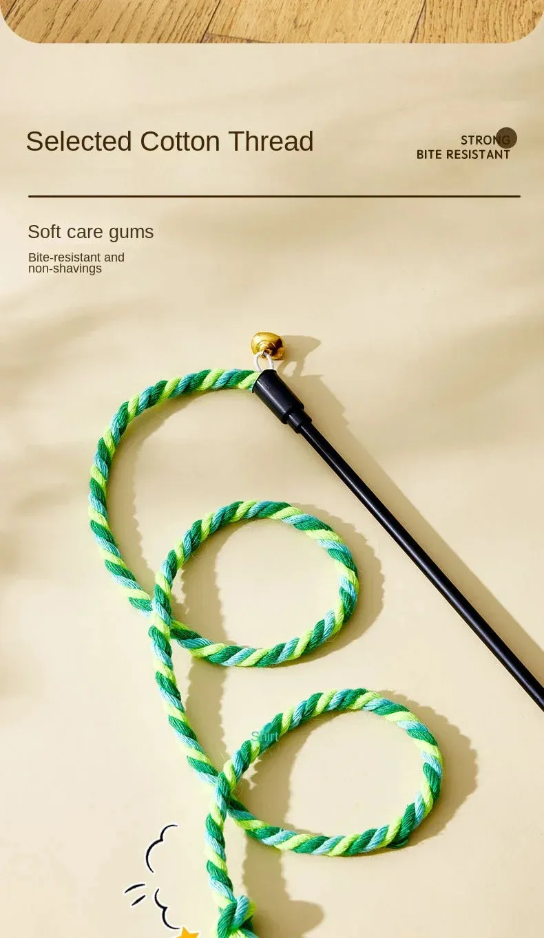 Interactive Feather Teaser Cat Wand with Satin Ribbon and Bell