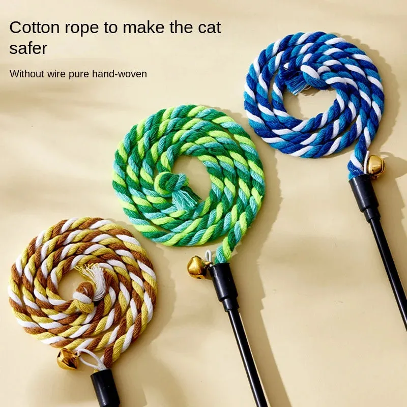 Interactive Feather Teaser Cat Wand with Satin Ribbon and Bell