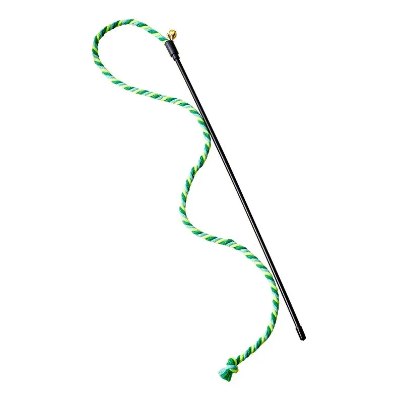 Interactive Feather Teaser Cat Wand with Satin Ribbon and Bell