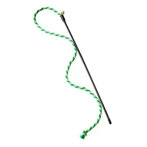 Interactive Feather Teaser Cat Wand with Satin Ribbon and Bell