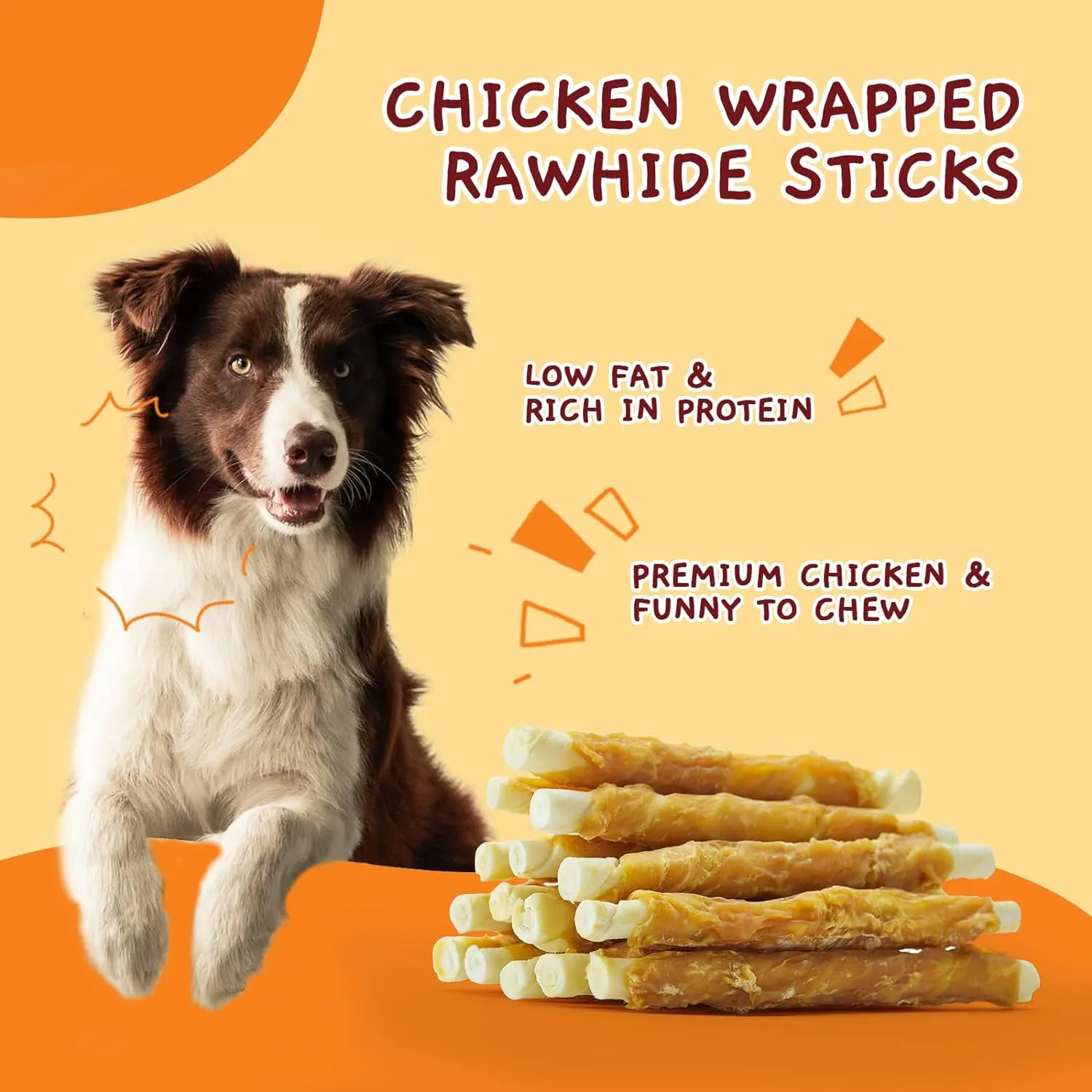 Jungle Calling Dog Treats, Chicken Wrapped Rawhide Sticks for Dogs, Grain-Free Natural Small Dogs Training Treats, Pet Chew Snacks,10.6 oz