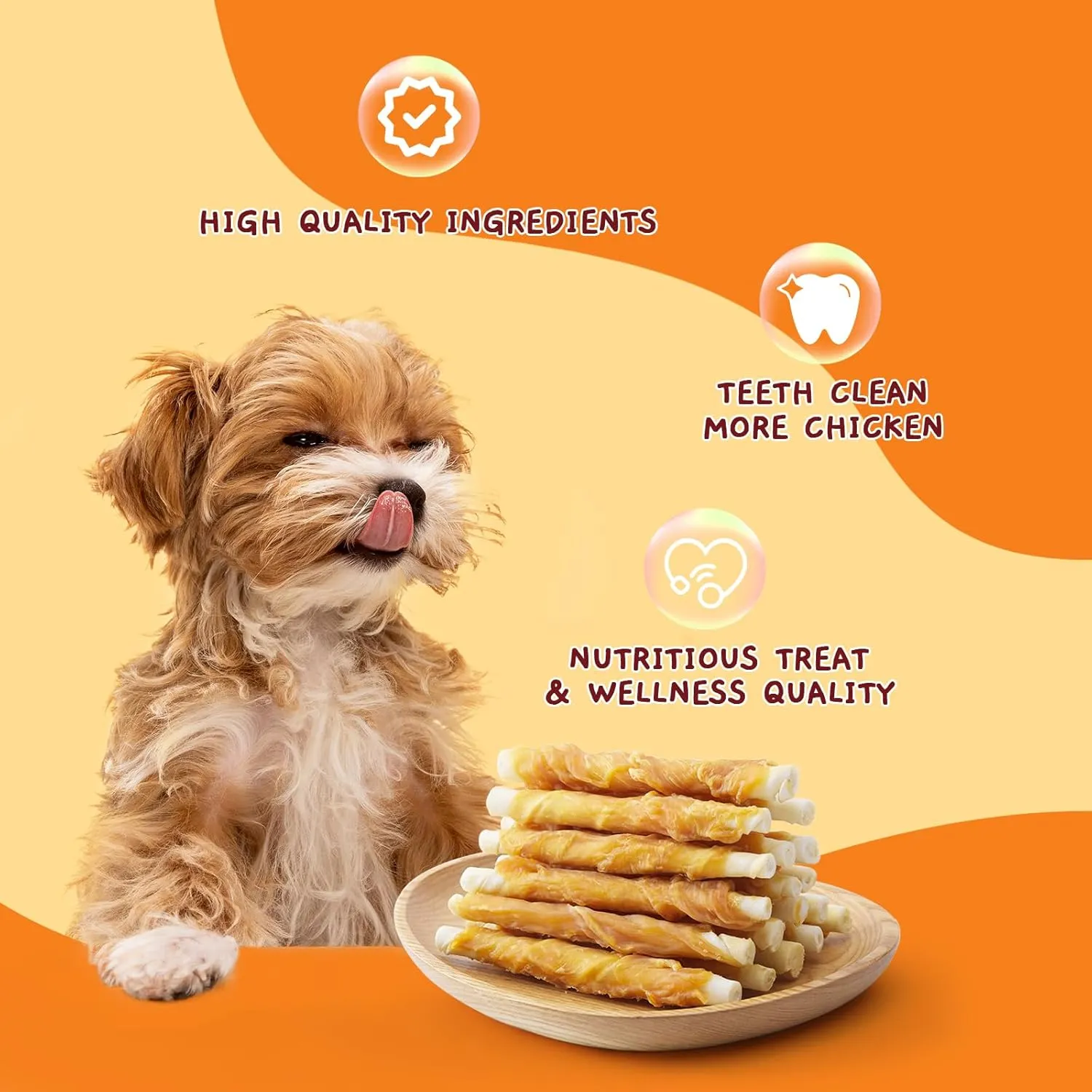 Jungle Calling Dog Treats, Chicken Wrapped Rawhide Sticks for Dogs, Grain-Free Natural Small Dogs Training Treats, Pet Chew Snacks,10.6 oz