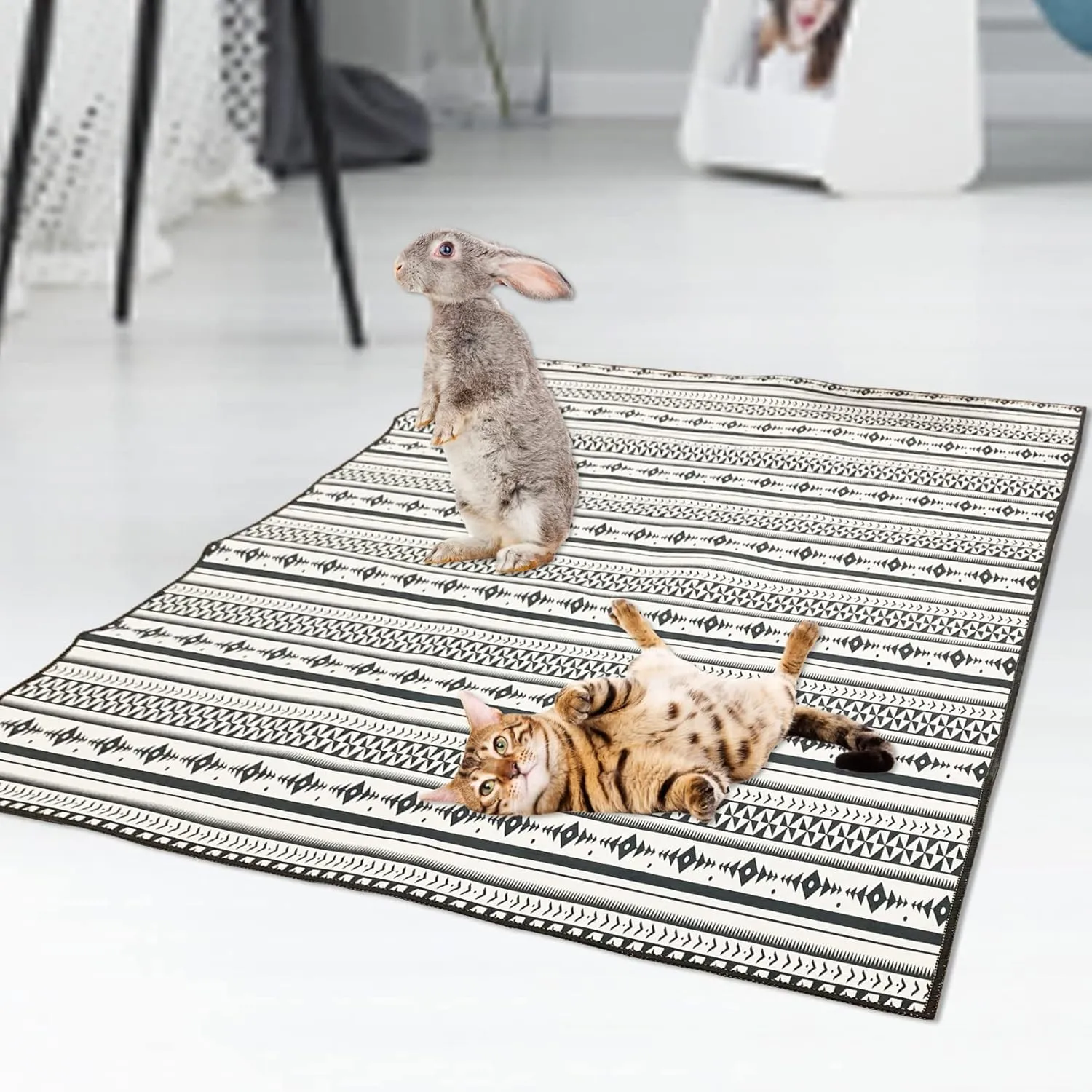 kathson Washable Pee Pads 79" x 47" Non-Slip Rabbit Reusable Mat for Floor Pets Playpen Heavy Absorbency Potty Training Pads for Dogs Cats Rabbits Guinea Pigs Ferrets Small Animals (Small)