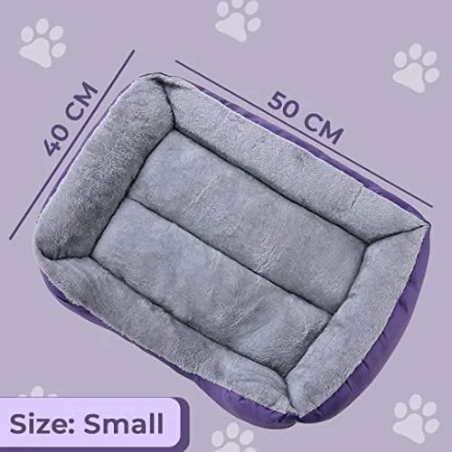 Kuber Industries Dog & Cat Bed|Super Soft Plush Top Pet Bed|Oxford Cloth Polyester Filling| Washable Dog Bed|Rectangular Cat Bed with Rise-Edge Pillow|QY036P-S|Purple(Pack of 5)