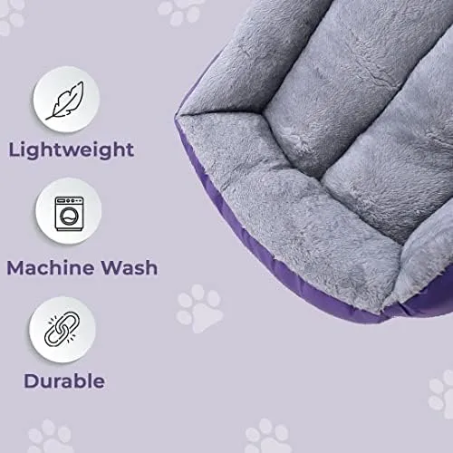 Kuber Industries Dog & Cat Bed|Super Soft Plush Top Pet Bed|Oxford Cloth Polyester Filling| Washable Dog Bed|Rectangular Cat Bed with Rise-Edge Pillow|QY036P-S|Purple(Pack of 5)