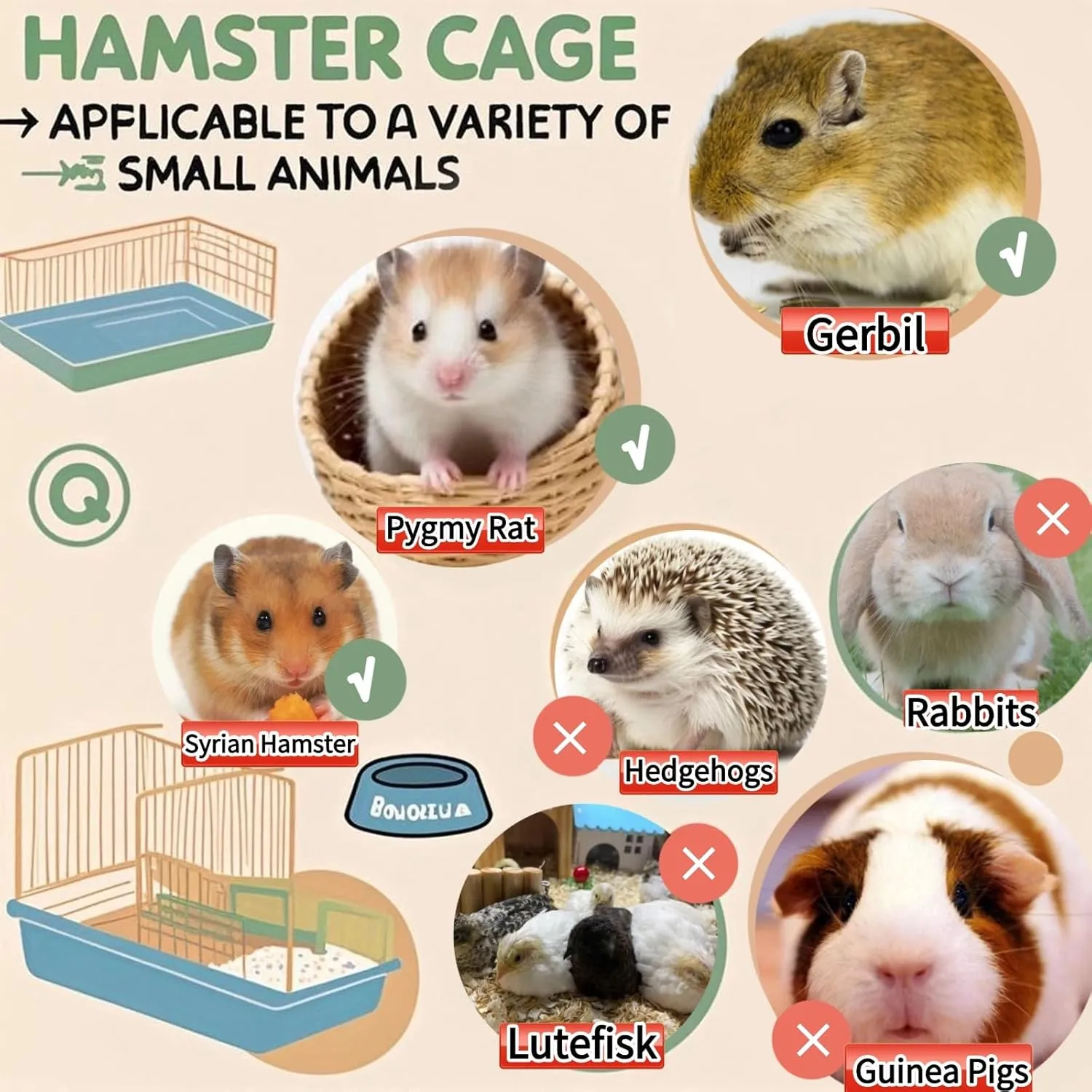 Large Hamster Cage 17x11x13 Inch Acrylic Habitat - Multi-Level Enclosure for Dwarf/Syrian Hamsters, Mice & Gerbils (Ventilated Design & Removable Base) (Transparent White, 17.7x11.81x13 Inch)