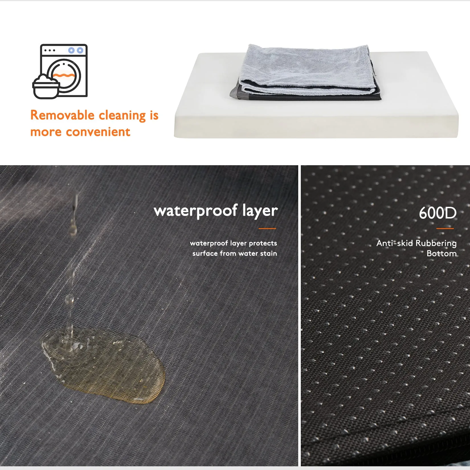 Large Rectangle Orthopedic Dog Pet Bed Supportive Sponge Foam Washable Cover