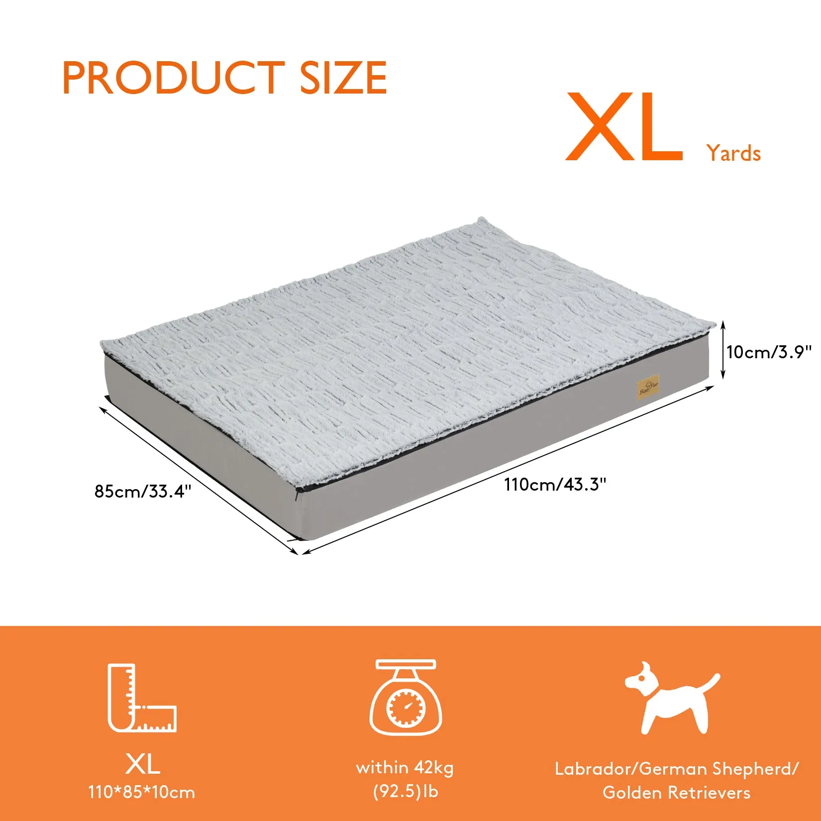 Large Rectangle Orthopedic Dog Pet Bed Supportive Sponge Foam Washable Cover