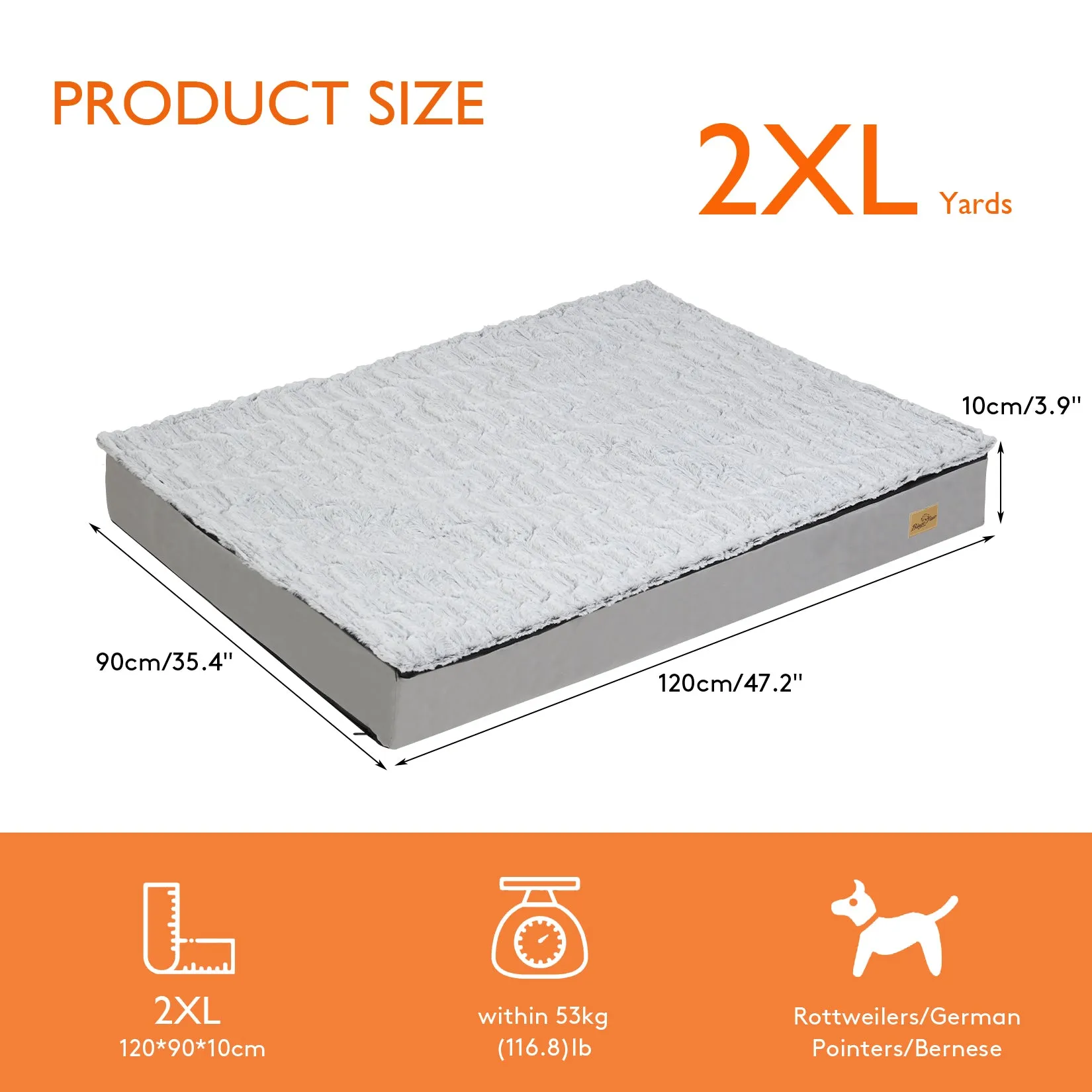 Large Rectangle Orthopedic Dog Pet Bed Supportive Sponge Foam Washable Cover