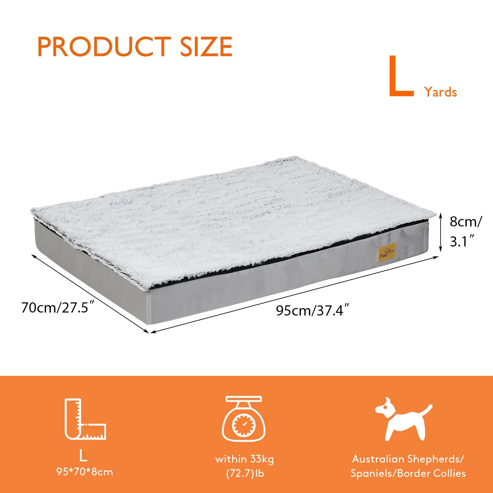 Large Rectangle Orthopedic Dog Pet Bed Supportive Sponge Foam Washable Cover