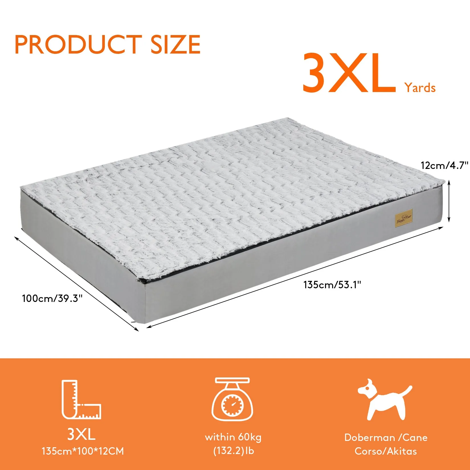 Large Rectangle Orthopedic Dog Pet Bed Supportive Sponge Foam Washable Cover
